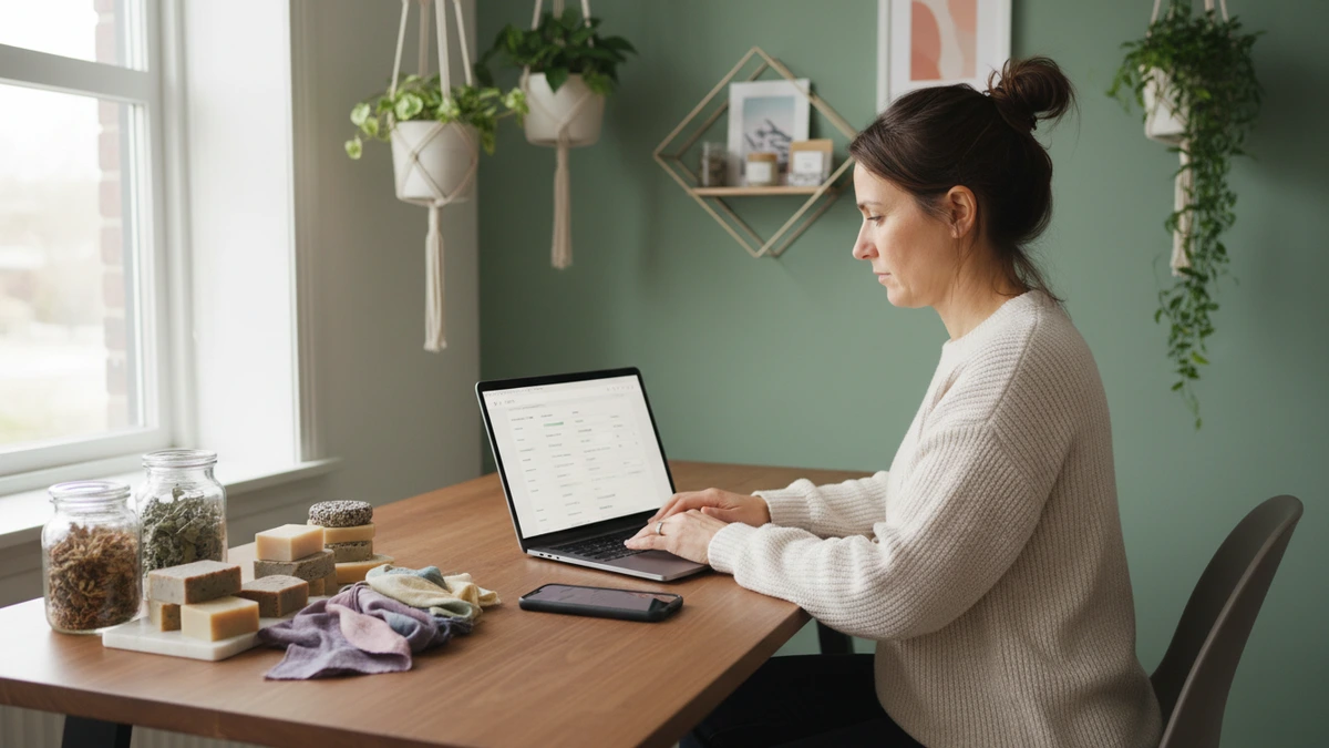 Laptopta satıcı paneline ürün yükleyen KOBİ sahibi